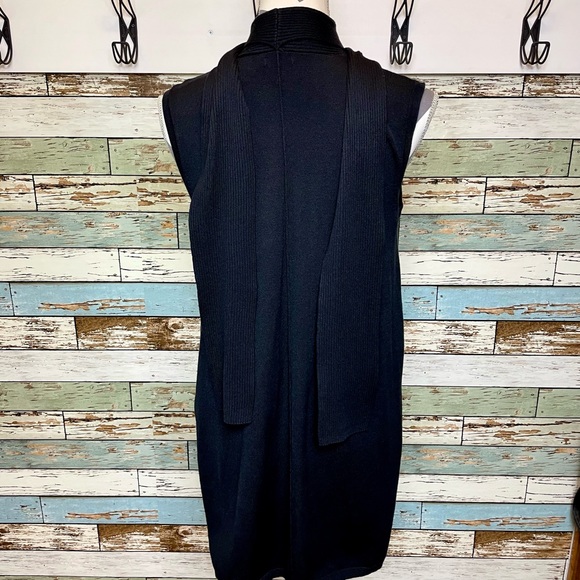 Women’s HANNAH V-Neck Black Tunic Knit Sweater Long Top w/ Neck Tie Size Medium - Picture 6 of 8